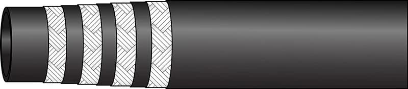 Four braid hydraulic hose construction