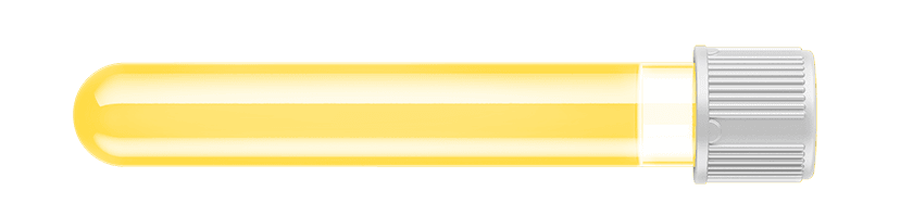 Sample of light brown, transparent hydraulic oil
