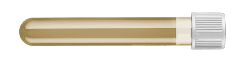 Sample of milky hydraulic oil indicating water contamination